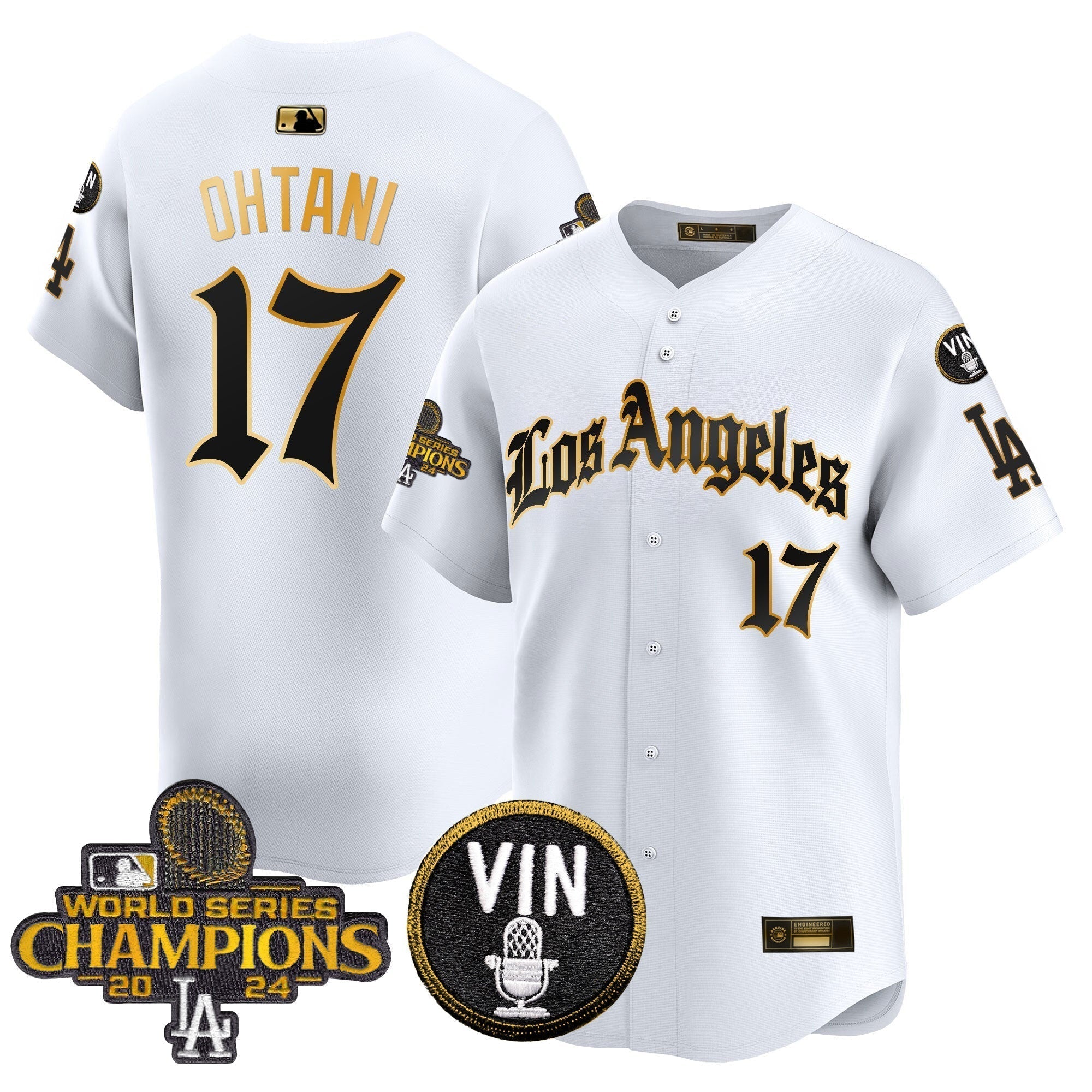 Dodgers 2025 LA Gothic Style Gold Vapor Premier Limited Jersey - Stitched