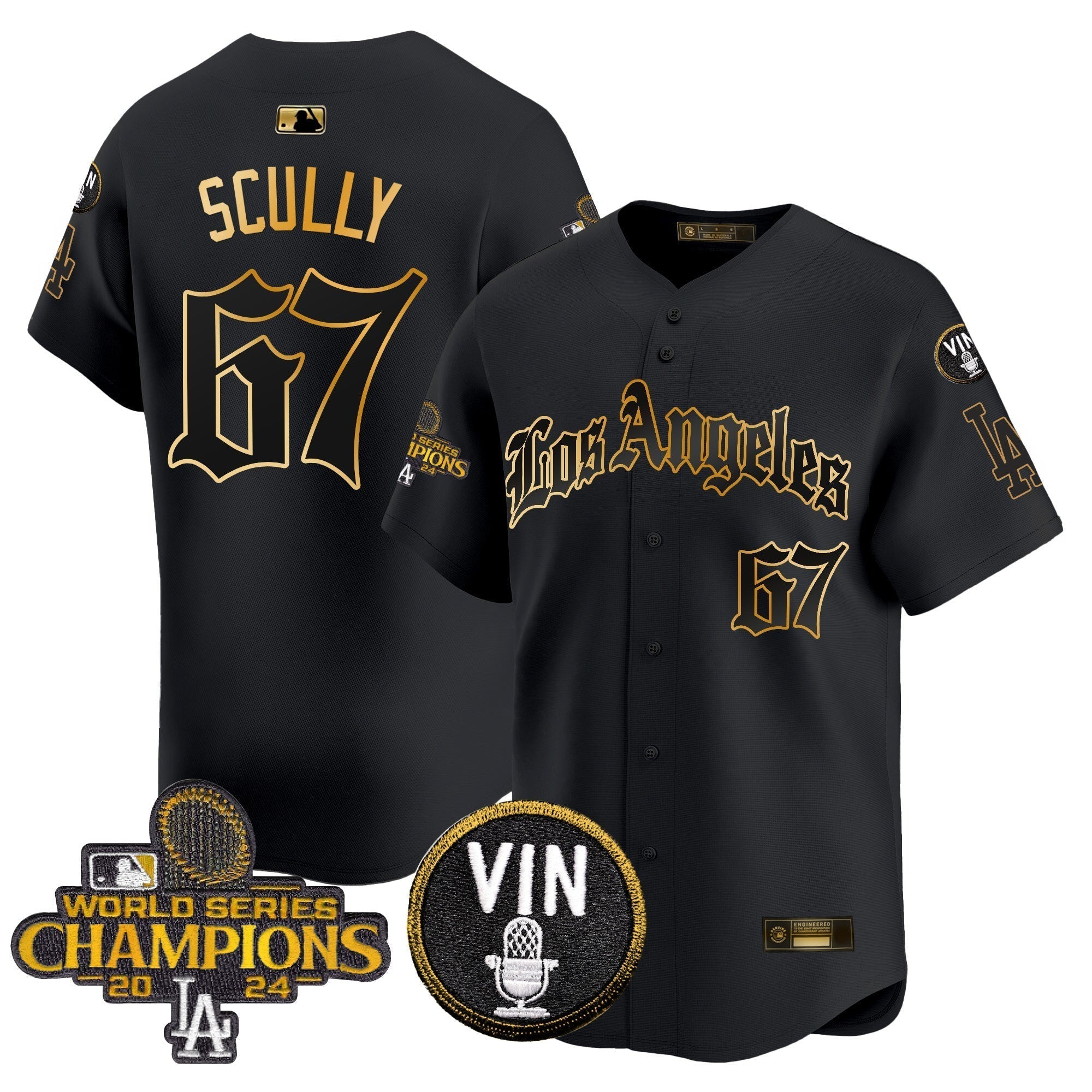 Dodgers 2025 LA Gothic Style Gold Vapor Premier Limited Jersey - Stitched