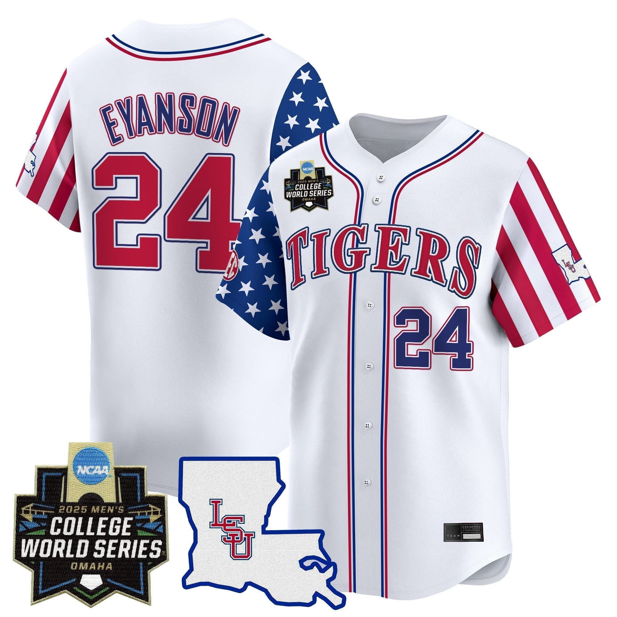 LSU 2025 Independence Day Vapor Premier Limited Jersey - World Series Patch - Stitched