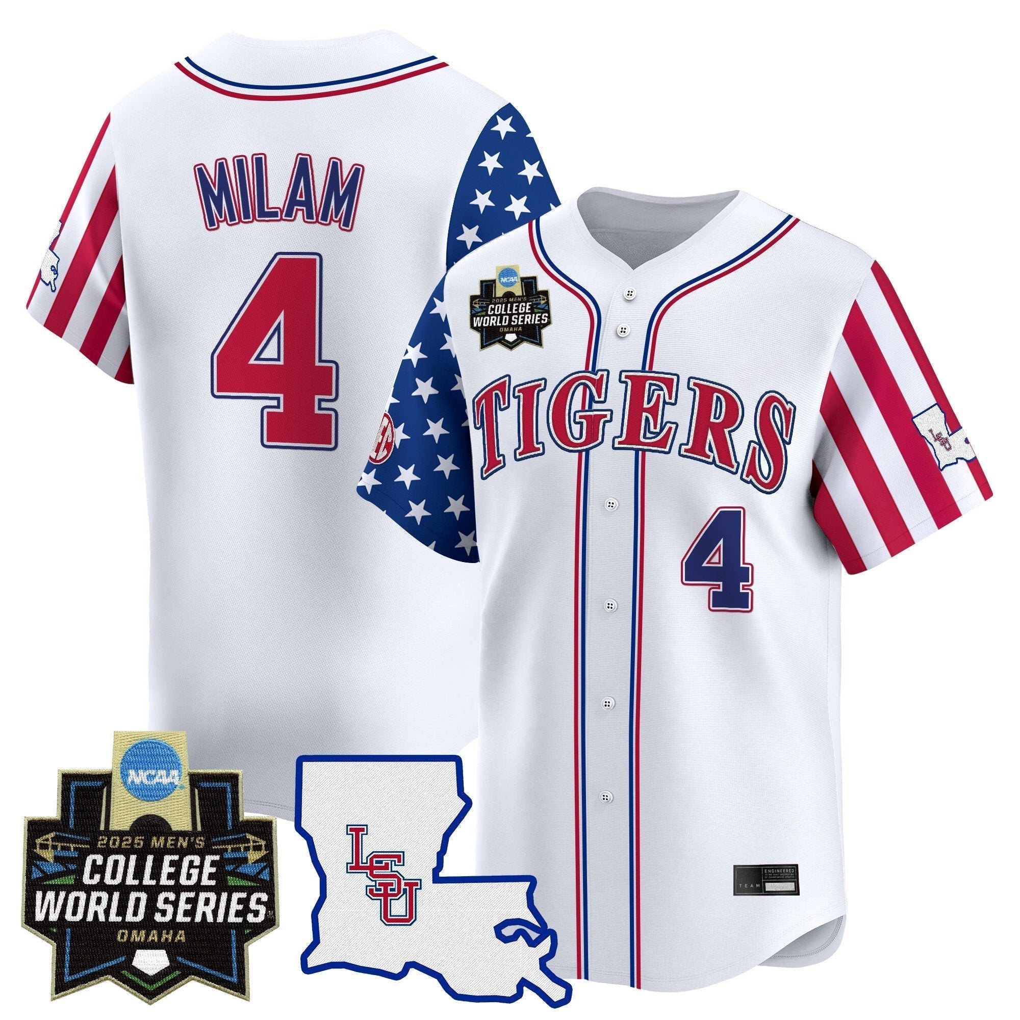 LSU 2025 Independence Day Vapor Premier Limited Jersey - World Series Patch - Stitched