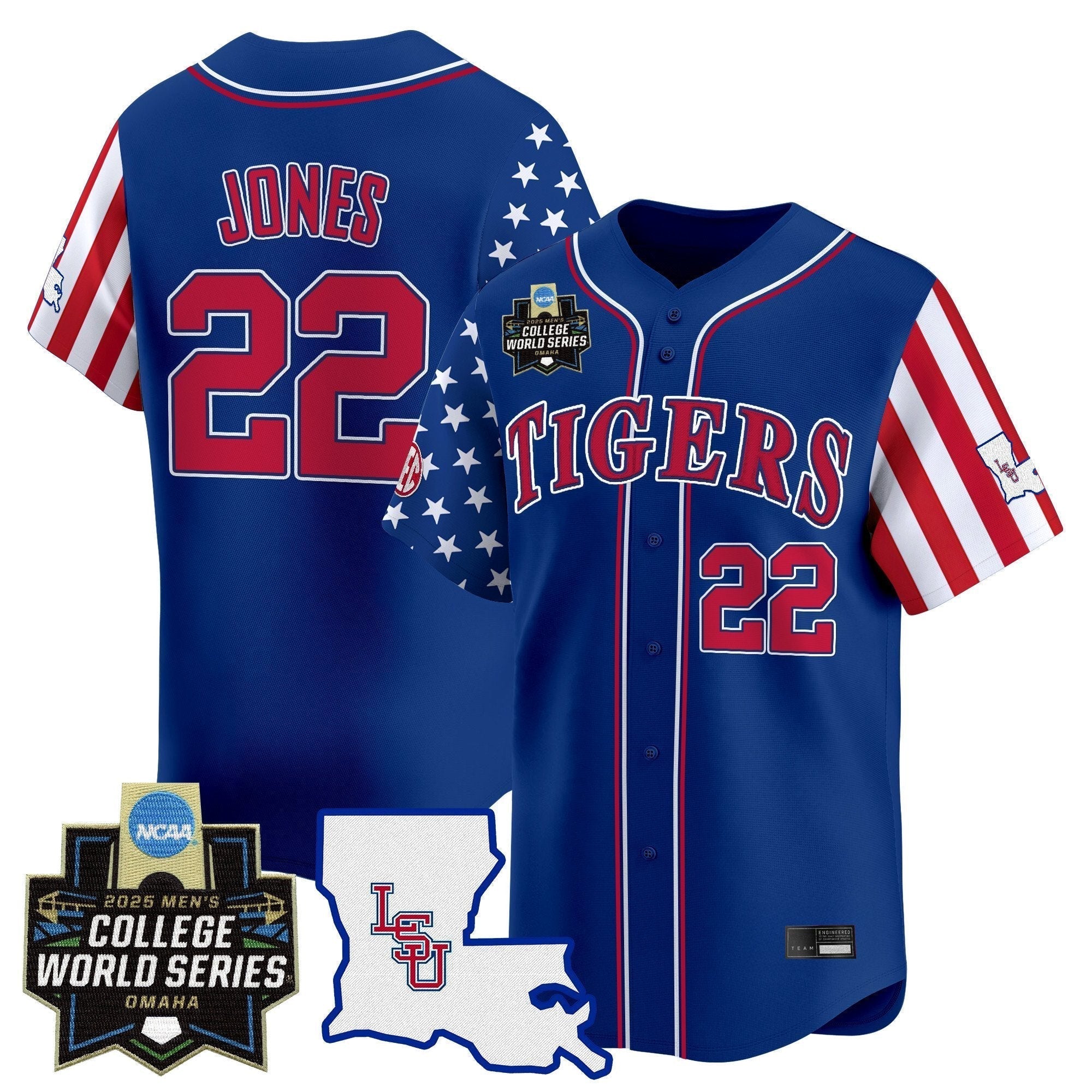 LSU 2025 Independence Day Vapor Premier Limited Jersey - World Series Patch - Stitched