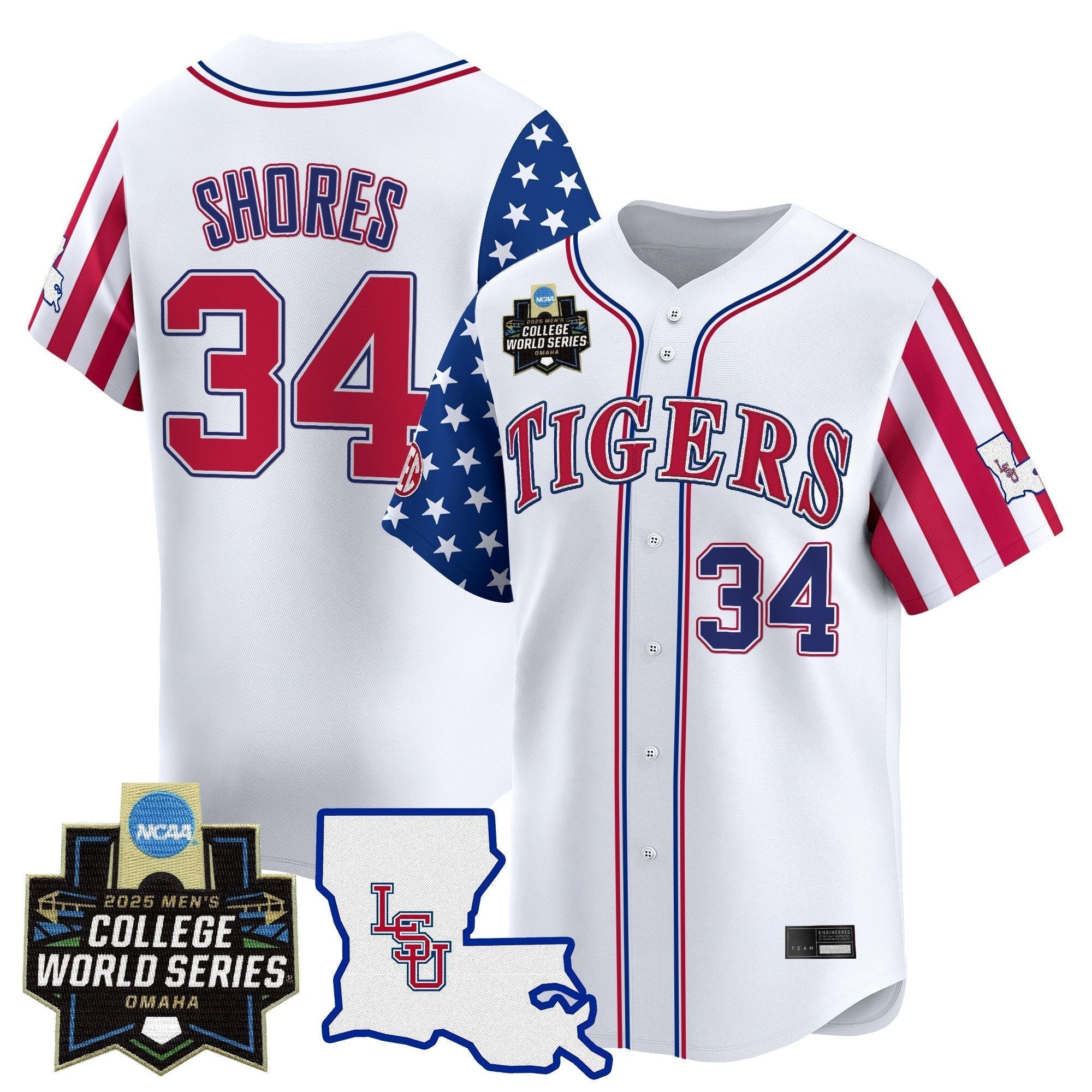 LSU 2025 Independence Day Vapor Premier Limited Jersey - World Series Patch - Stitched