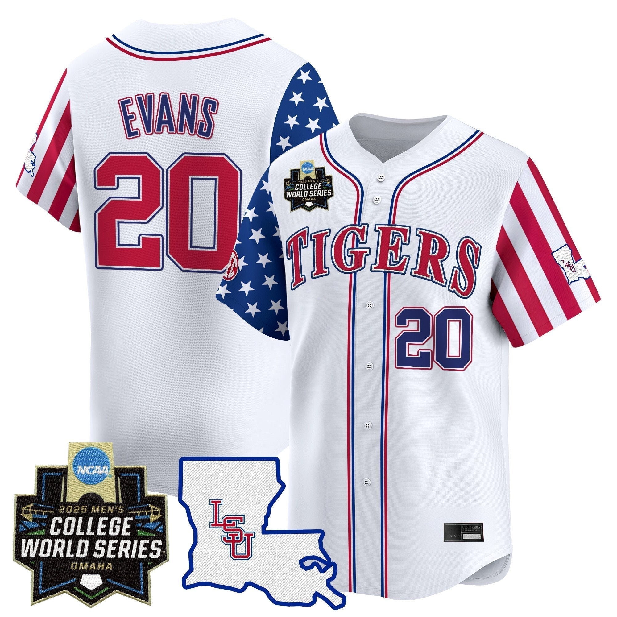 LSU 2025 Independence Day Vapor Premier Limited Jersey - World Series Patch - Stitched