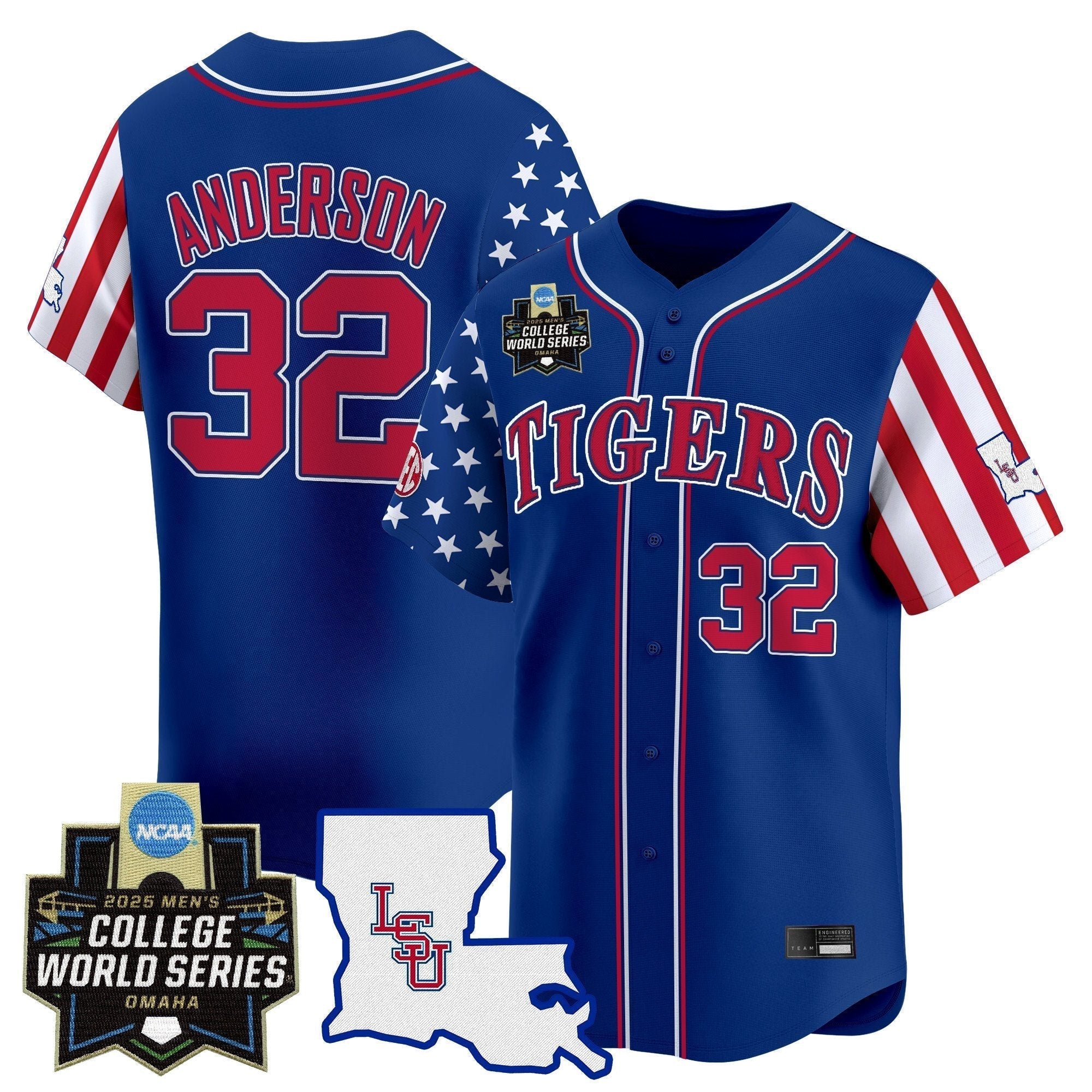 LSU 2025 Independence Day Vapor Premier Limited Jersey - World Series Patch - Stitched