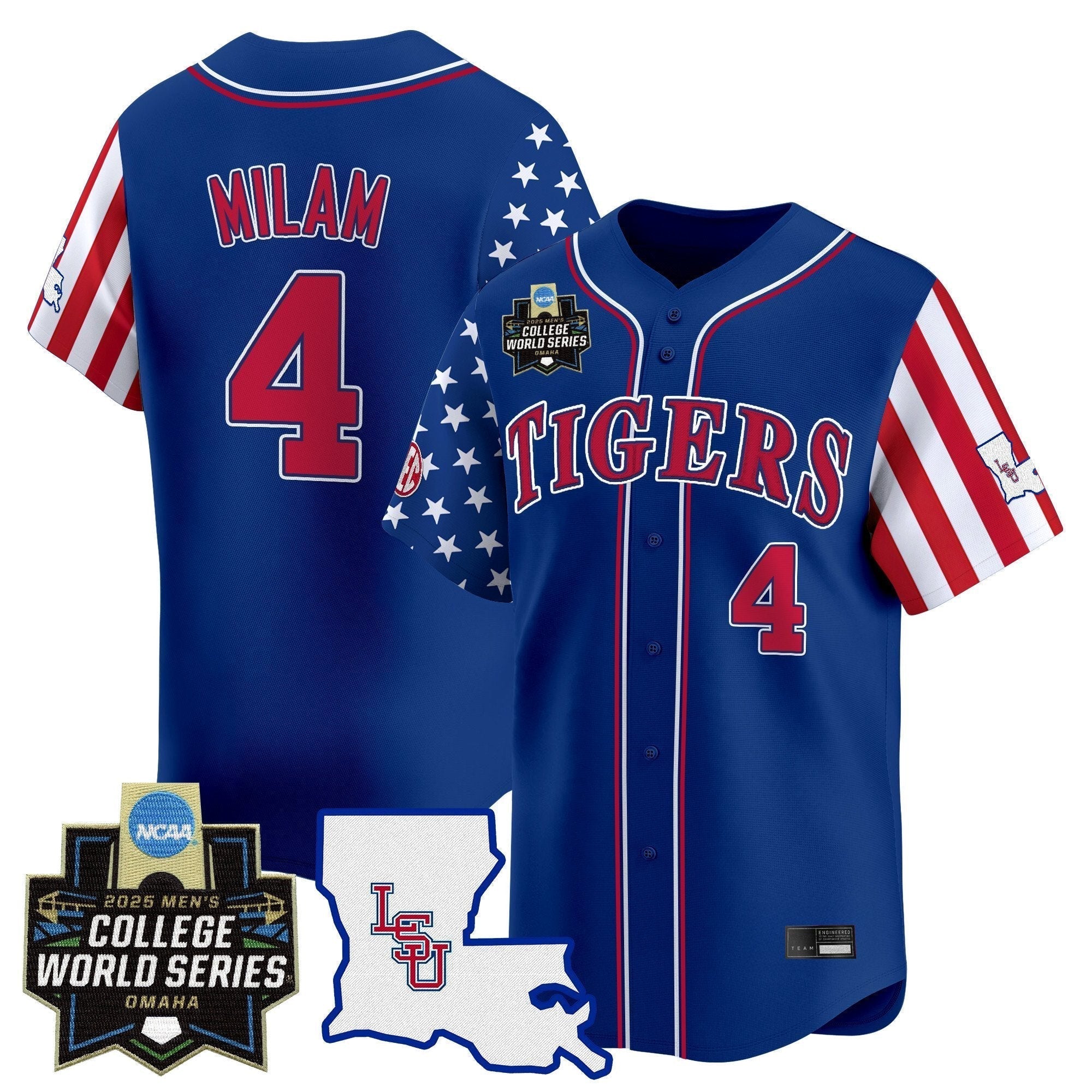 LSU 2025 Independence Day Vapor Premier Limited Jersey - World Series Patch - Stitched