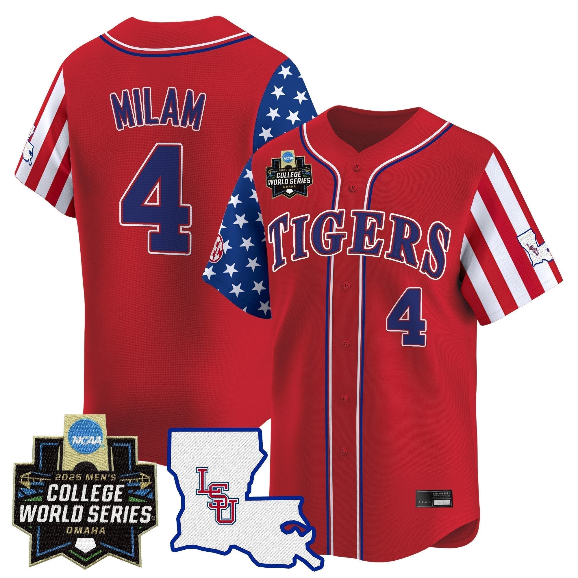 LSU 2025 Independence Day Vapor Premier Limited Jersey - World Series Patch - Stitched