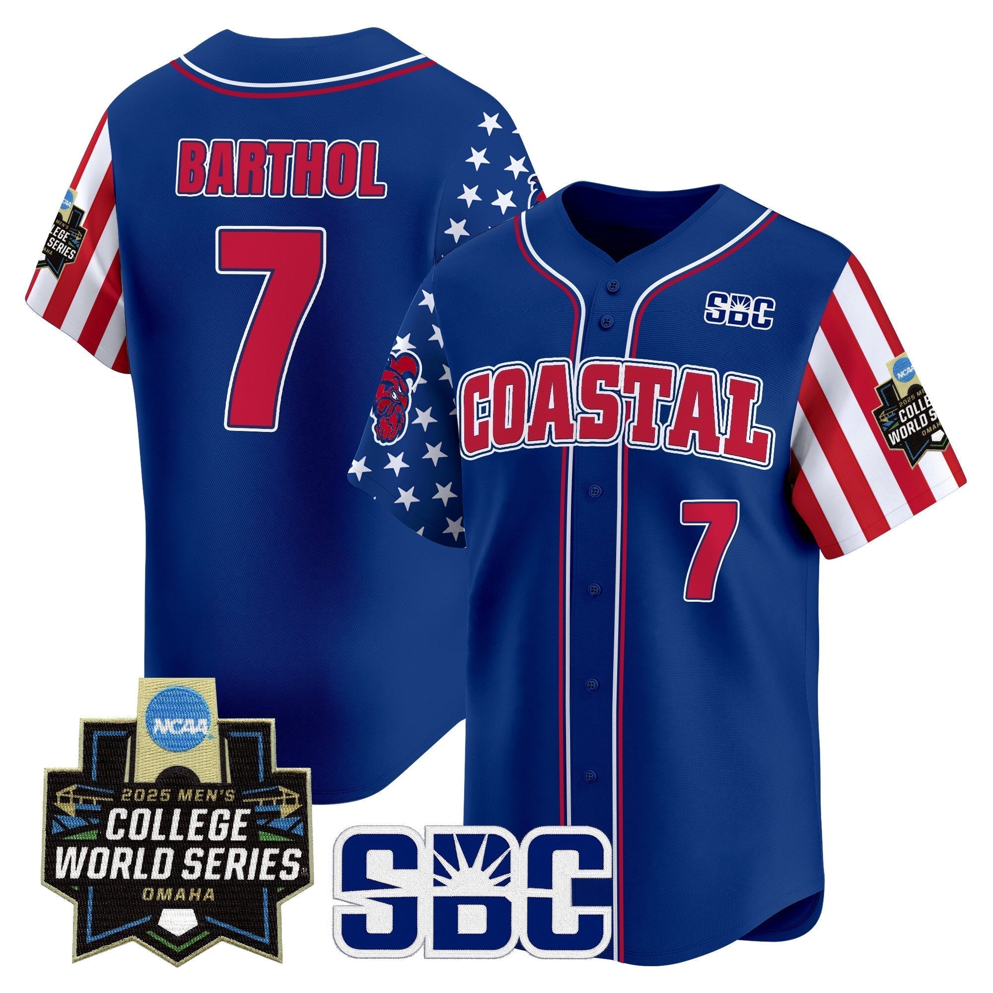Coastal Carolina Chanticleers 2025 Independence Day Vapor Premier Limited Jersey - World Series Patch - Stitched