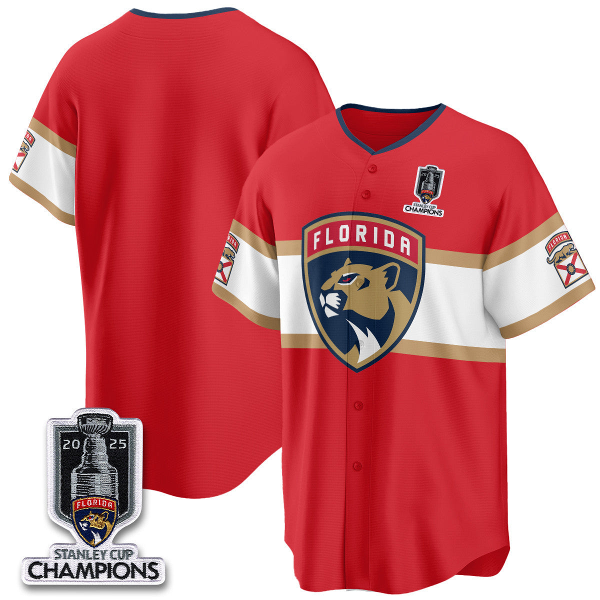 FLA 2025 Stanley Cup Champions Baseball Jersey - Stitched
