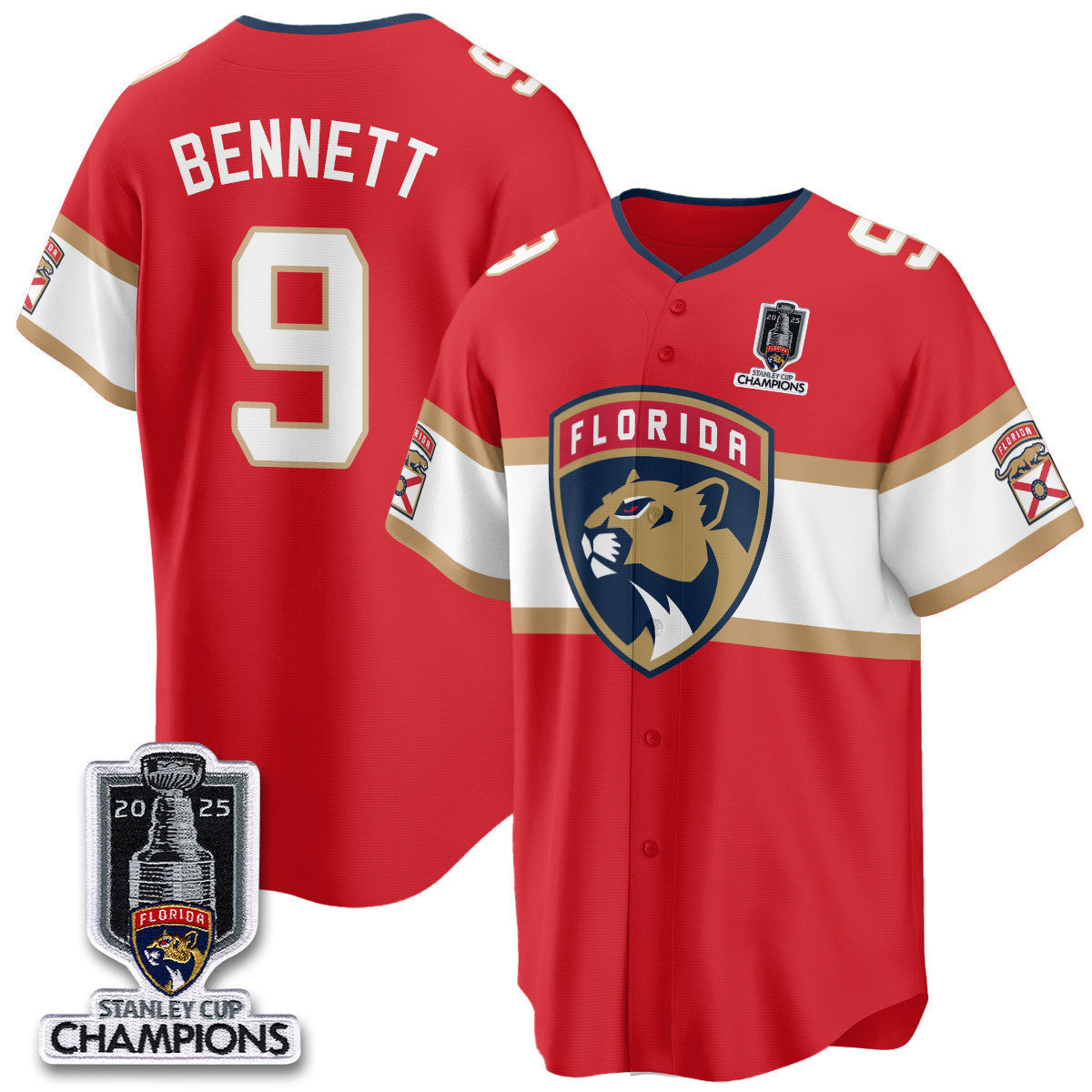 FLA 2025 Stanley Cup Champions Baseball Jersey - Stitched