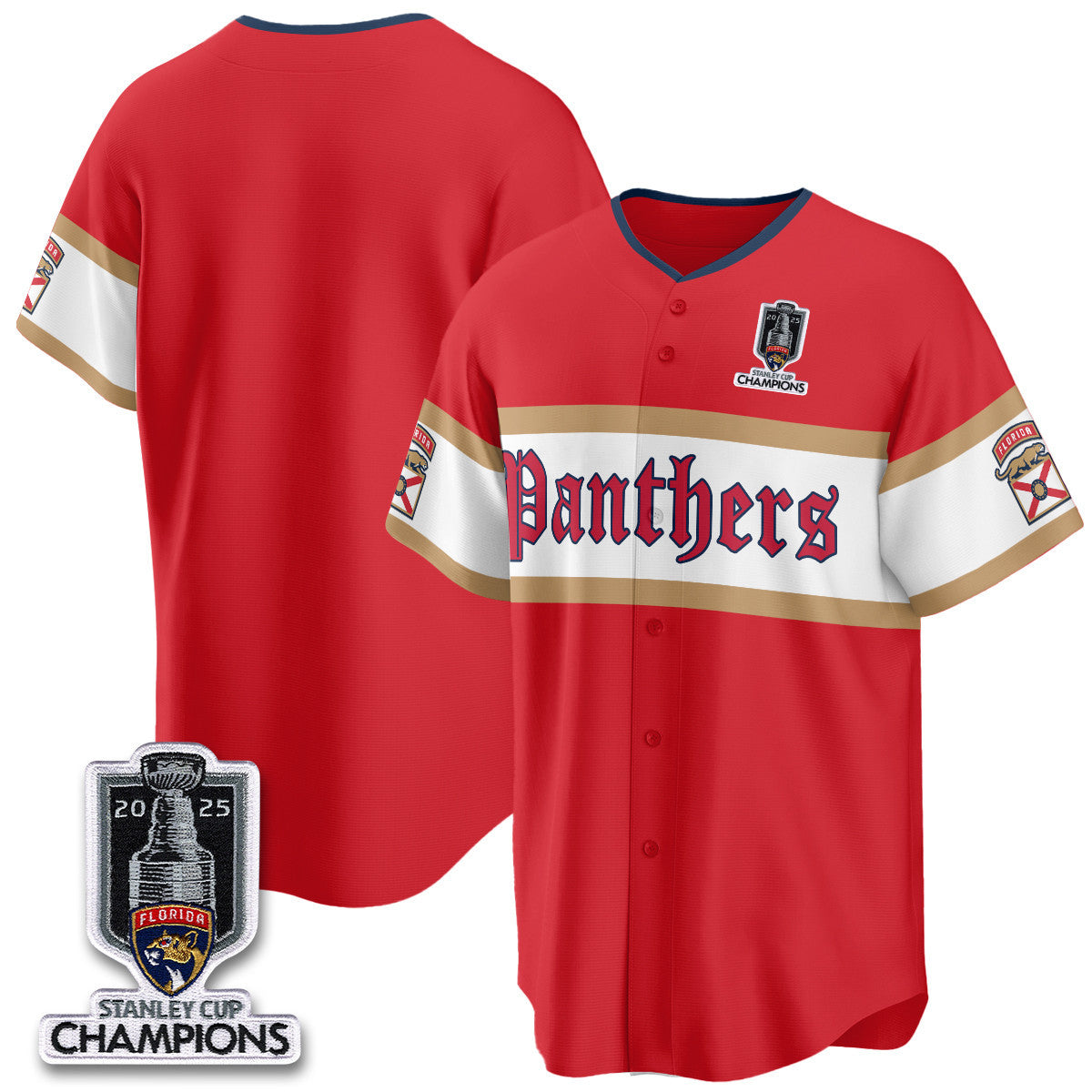 FLA 2025 Stanley Cup Champions Baseball Jersey V2 - Stitched