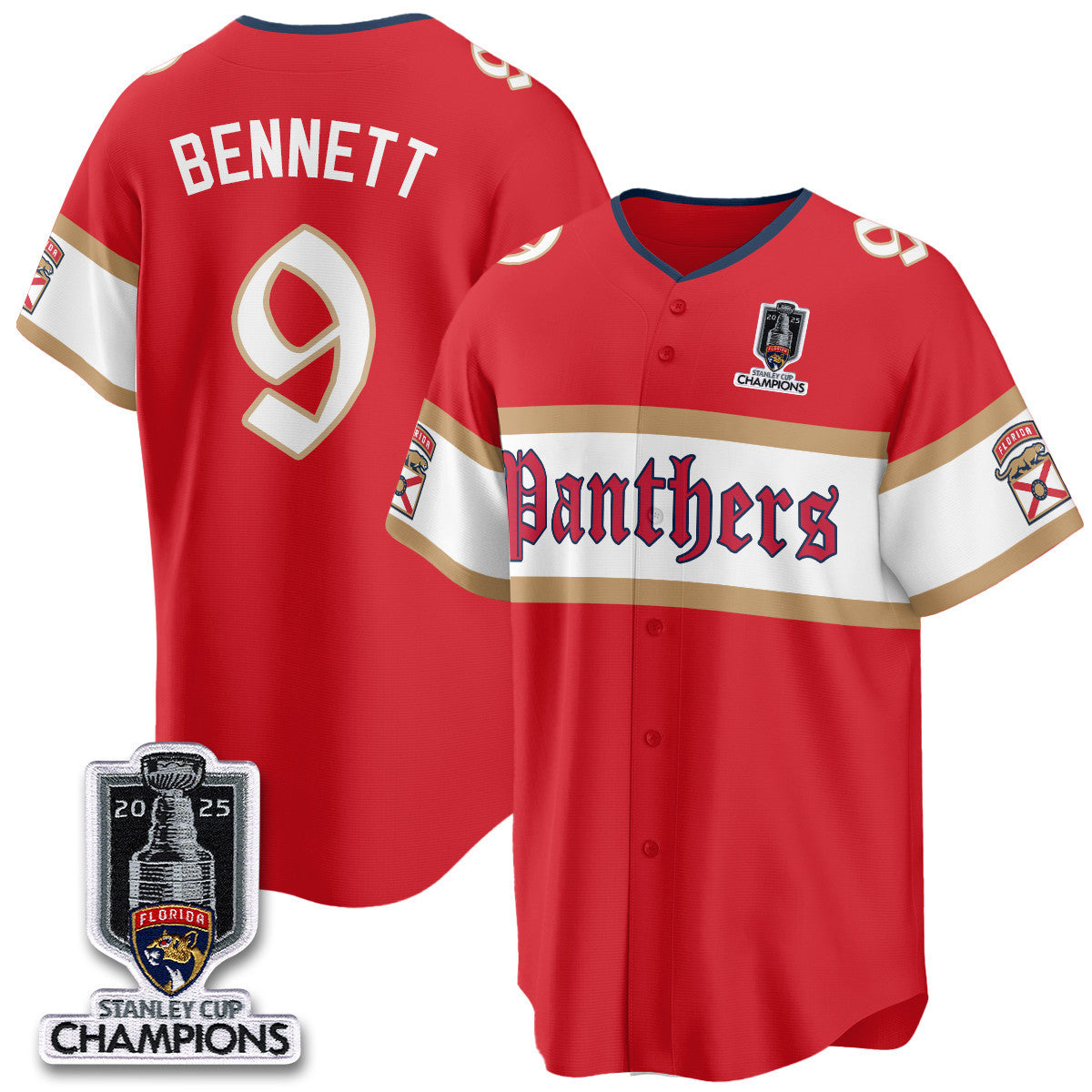 FLA 2025 Stanley Cup Champions Baseball Jersey V2 - Stitched