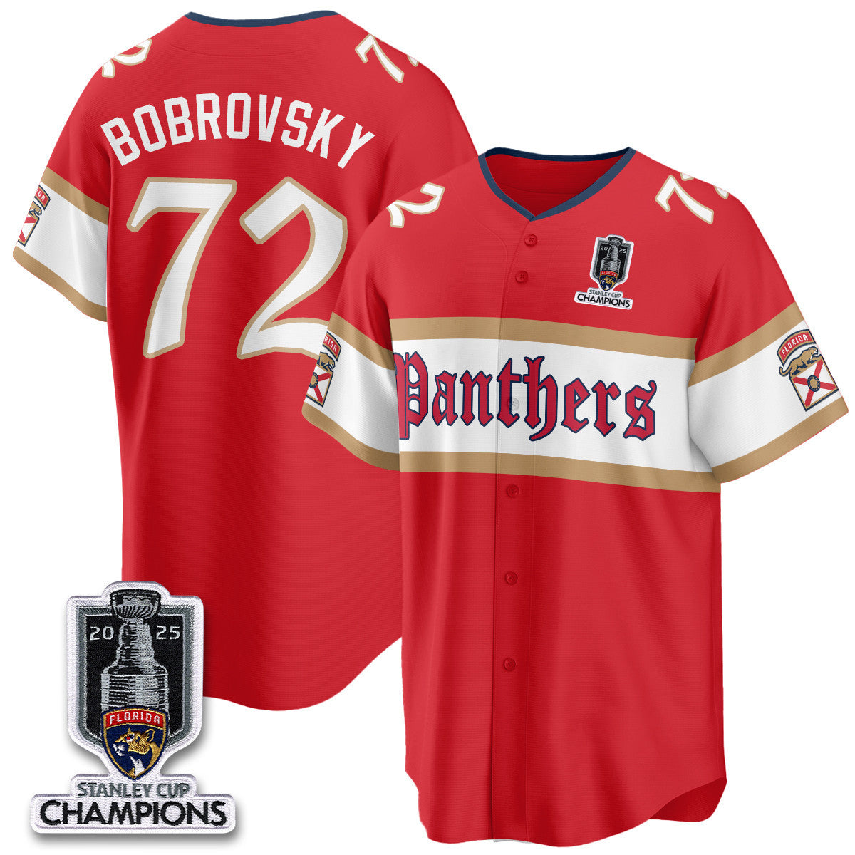 FLA 2025 Stanley Cup Champions Baseball Jersey V2 - Stitched