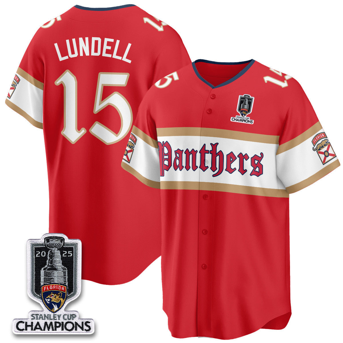 FLA 2025 Stanley Cup Champions Baseball Jersey V2 - Stitched