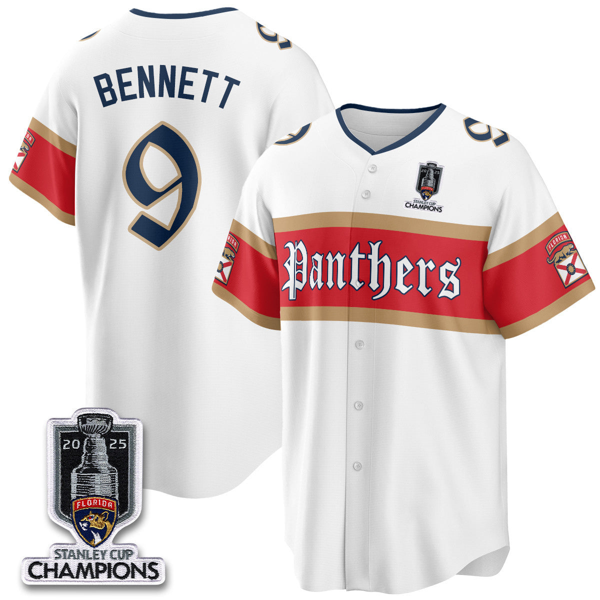 FLA 2025 Stanley Cup Champions Baseball Jersey V2 - Stitched