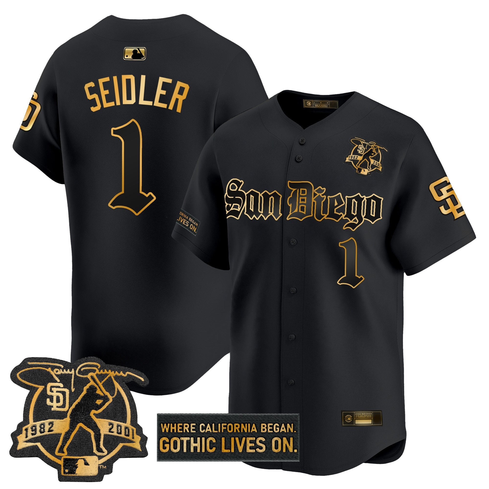 SD 'Gothic Edition' Gold Vapor Premier Limited Jersey - Stitched