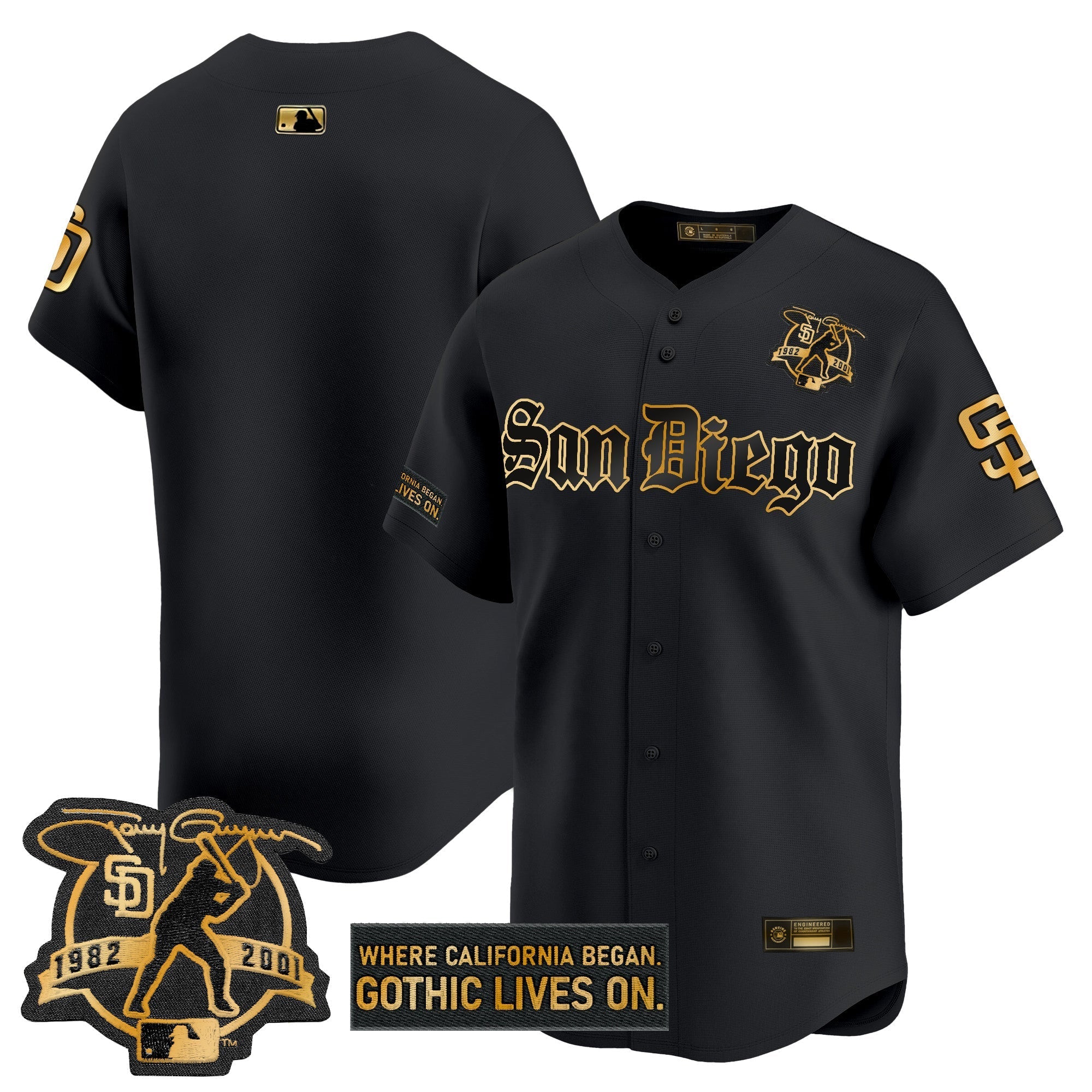 SD 'Gothic Edition' Gold Vapor Premier Limited Jersey - Stitched