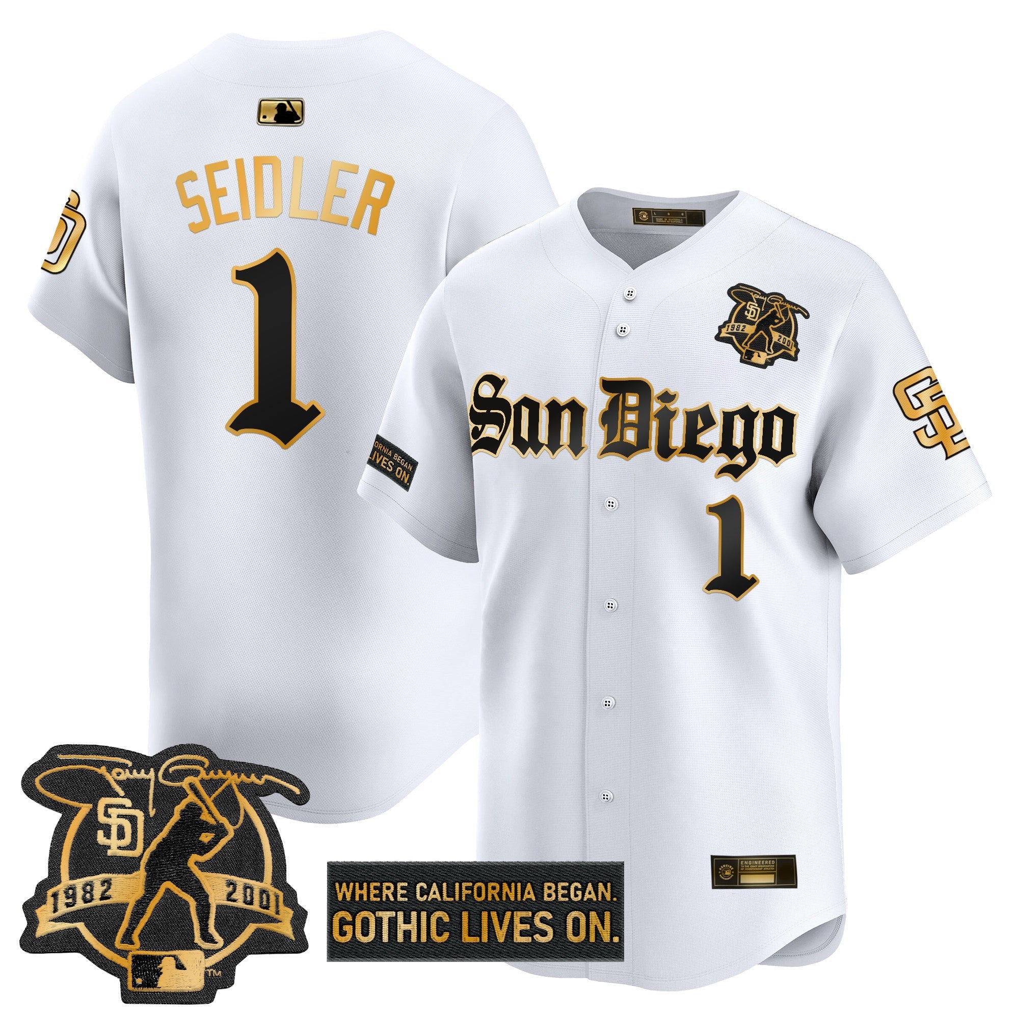 SD 'Gothic Edition' Gold Vapor Premier Limited Jersey - Stitched