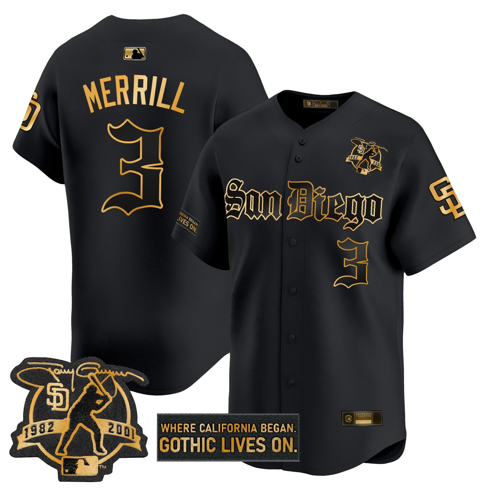 SD 'Gothic Edition' Gold Vapor Premier Limited Jersey - Stitched
