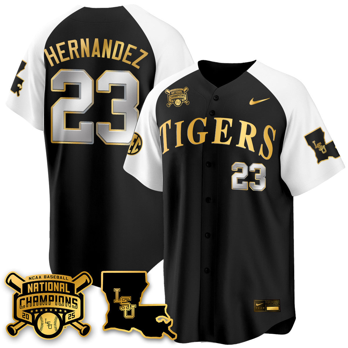 LSU 2025 World Series Champions Limited Gold Jersey - Stitched