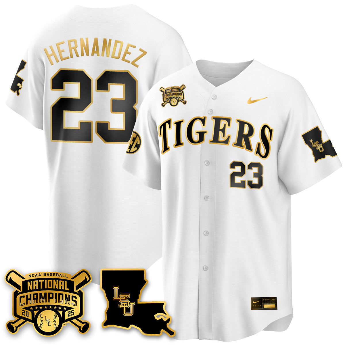 LSU 2025 World Series Champions Limited Gold Jersey - Stitched