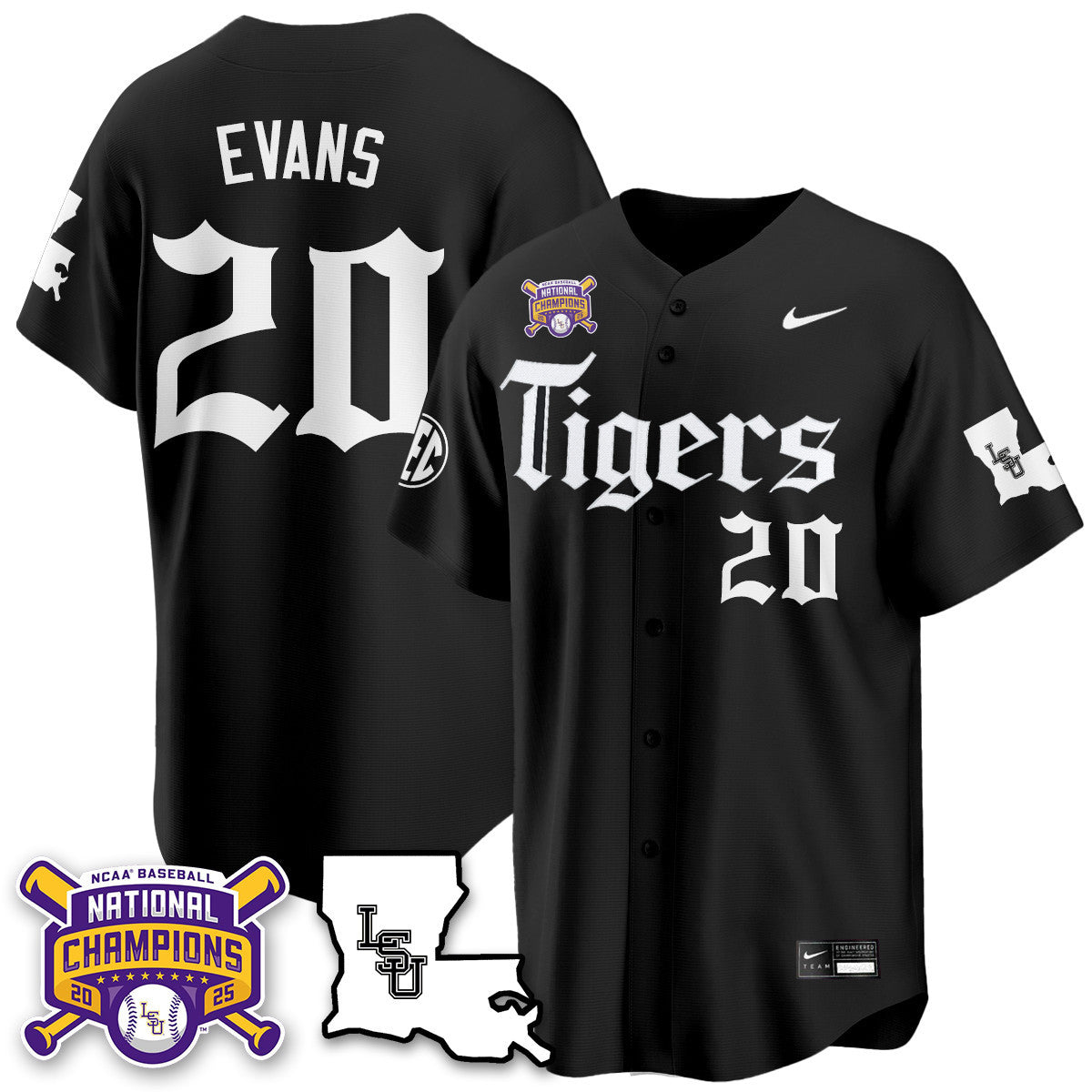 LSU 2025 World Series Champions 'Gothic Geaux Edition' Jersey - Stitched