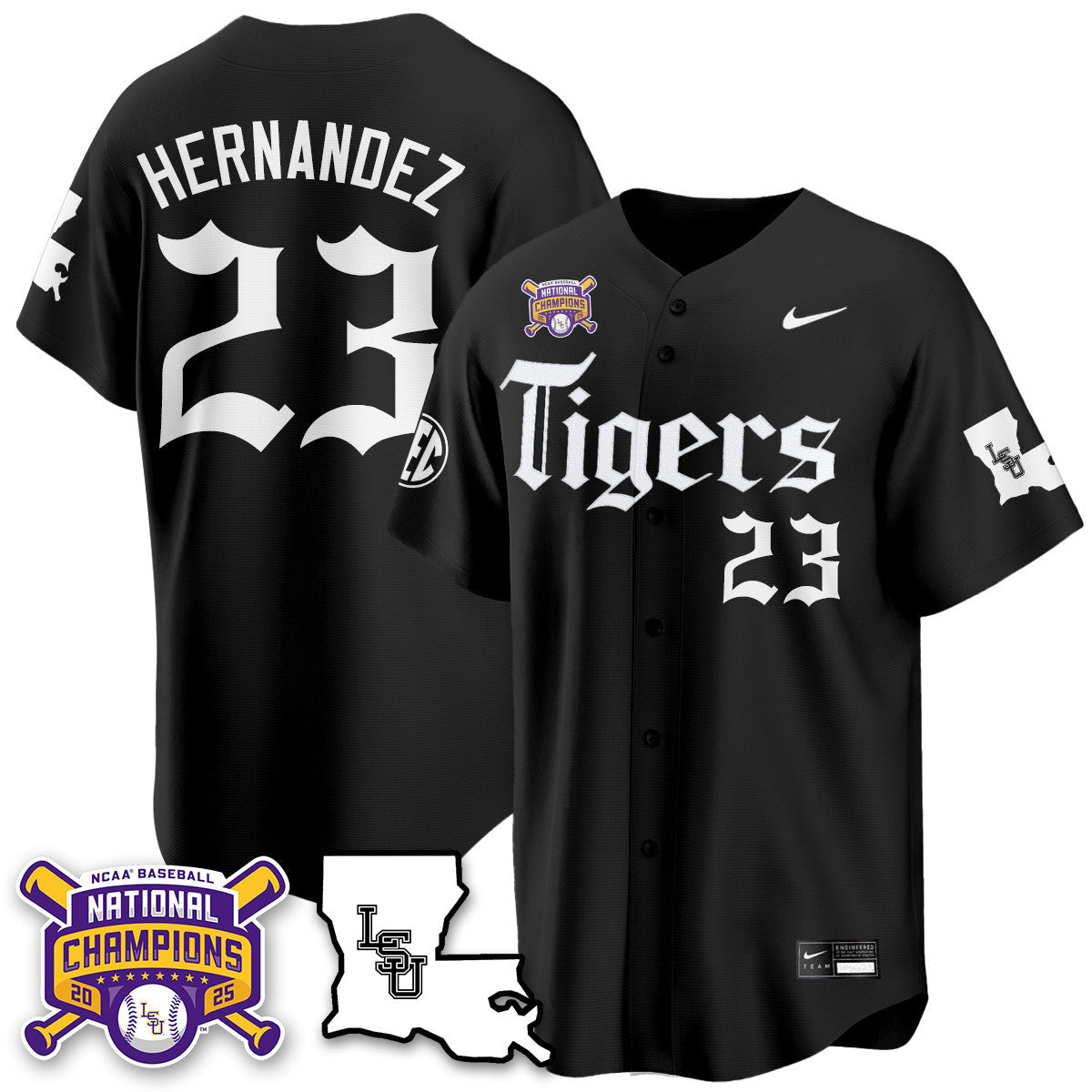 LSU 2025 World Series Champions 'Gothic Geaux Edition' Jersey - Stitched