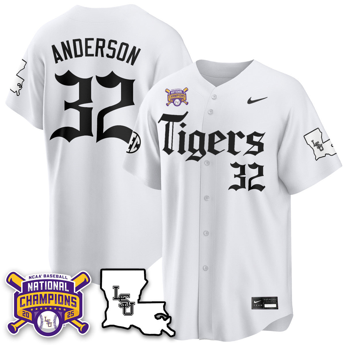 LSU 2025 World Series Champions 'Gothic Geaux Edition' Jersey - Stitched