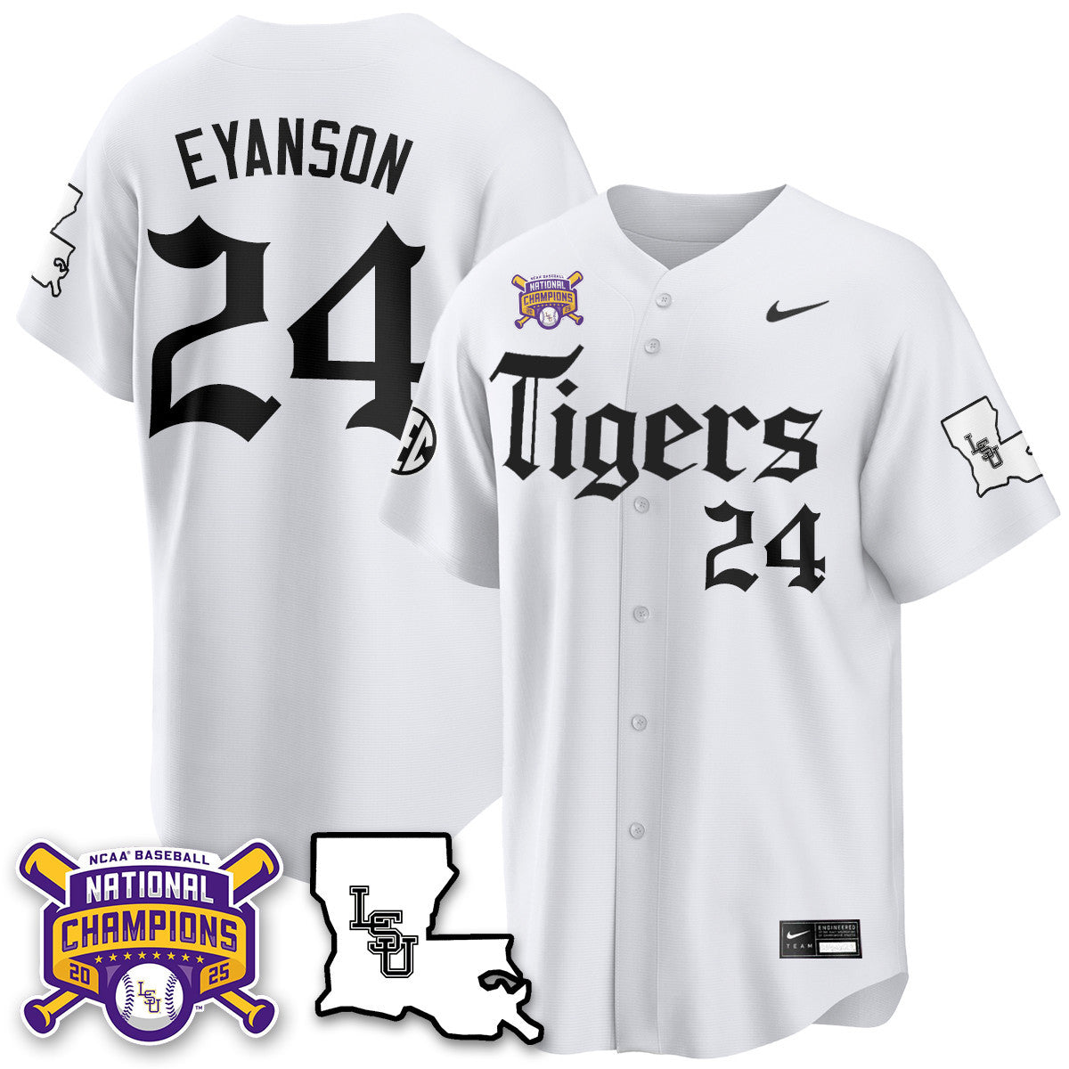 LSU 2025 World Series Champions 'Gothic Geaux Edition' Jersey - Stitched