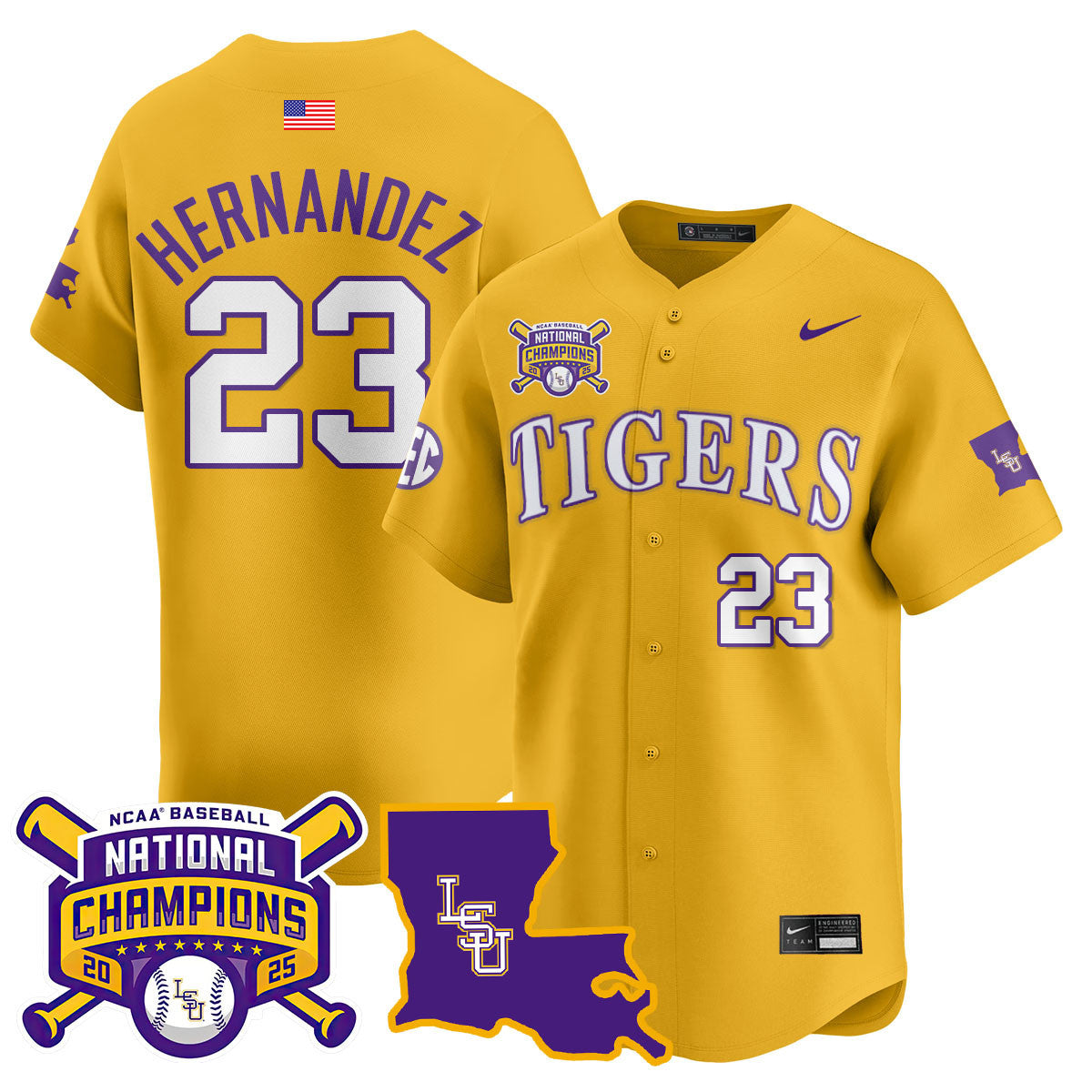 LSU 2025 World Series Champions Limited Jersey - Stitched