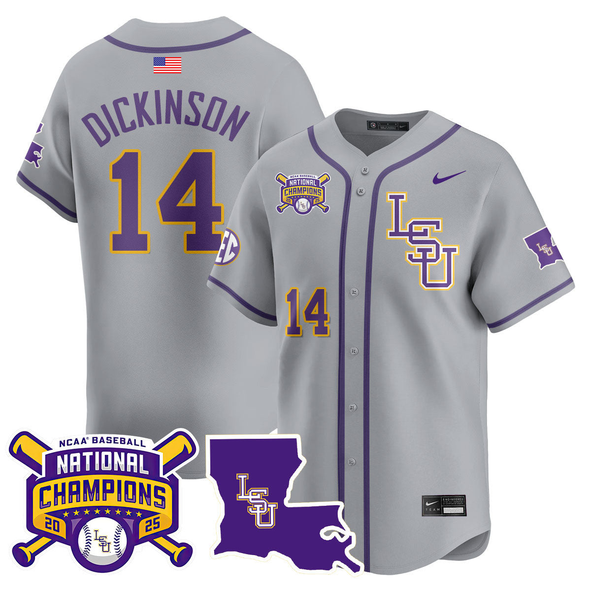 LSU 2025 World Series Champions Limited Jersey - Stitched
