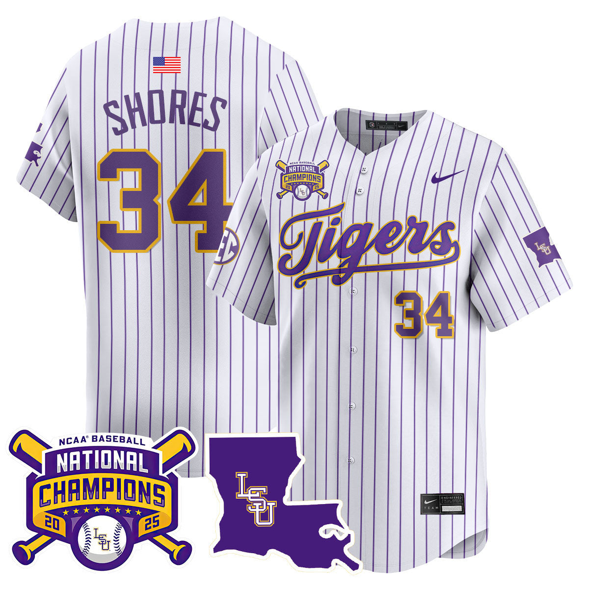 LSU 2025 World Series Champions Limited Jersey - Stitched