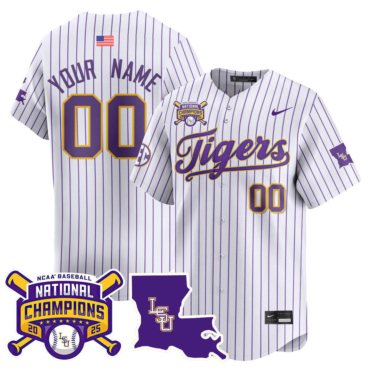 LSU 2025 World Series Champions Limited Jersey - Stitched