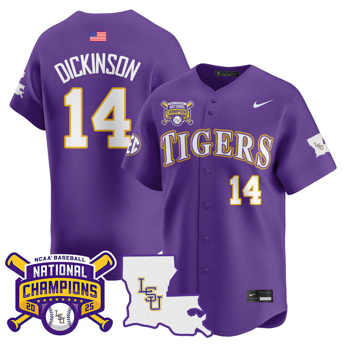 LSU 2025 World Series Champions Limited Jersey - Stitched