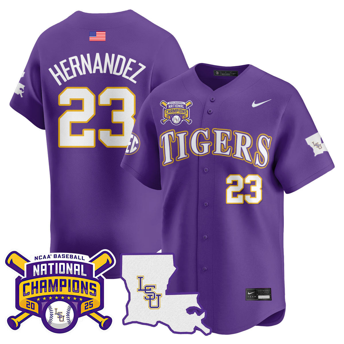 LSU 2025 World Series Champions Limited Jersey - Stitched
