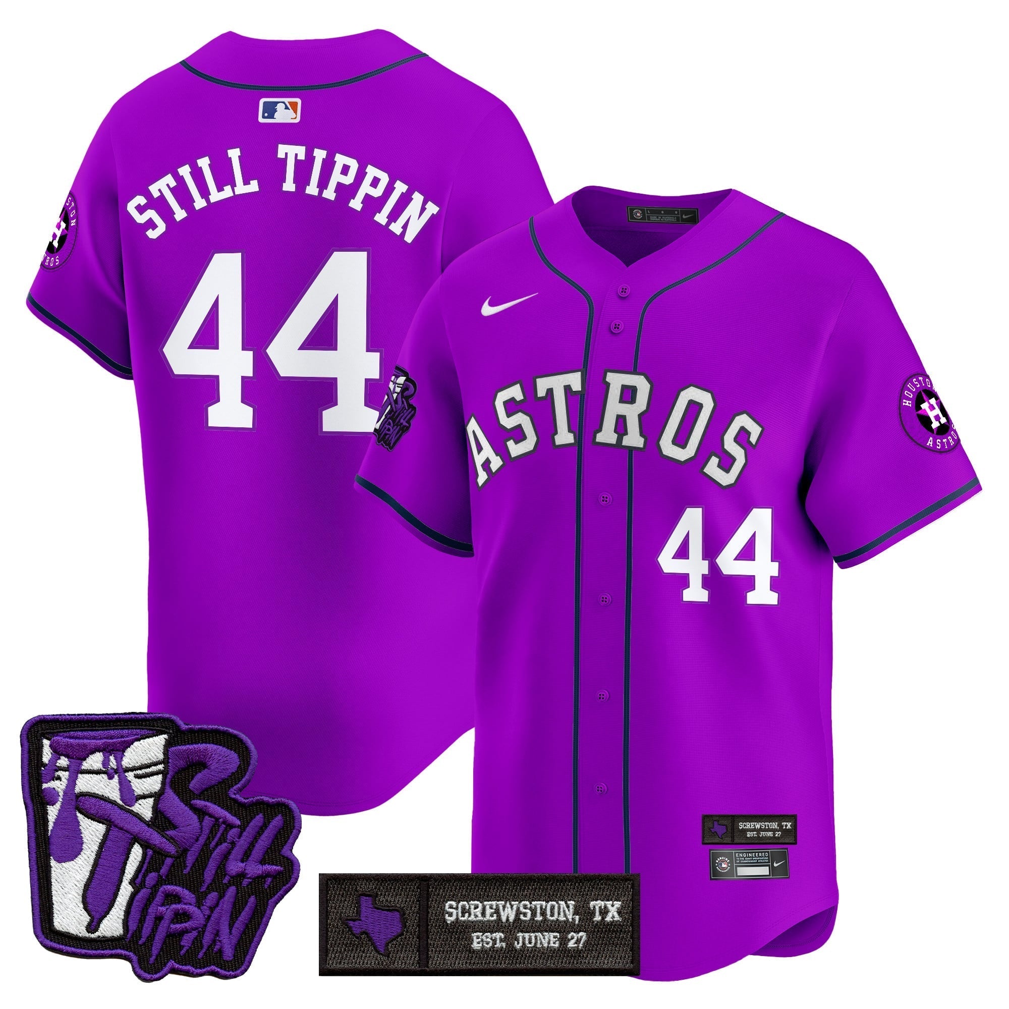 HOU DJ Screw Still Tippin Purple Patch Vapor Premier Limited Jersey - Stitched