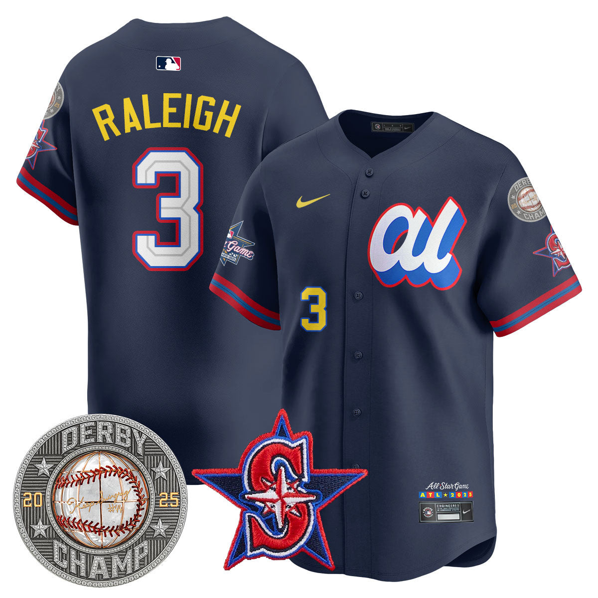Cal Raleigh HRDERBY Champion AL 2025 MLB All-Star Jersey V1 - Stitched