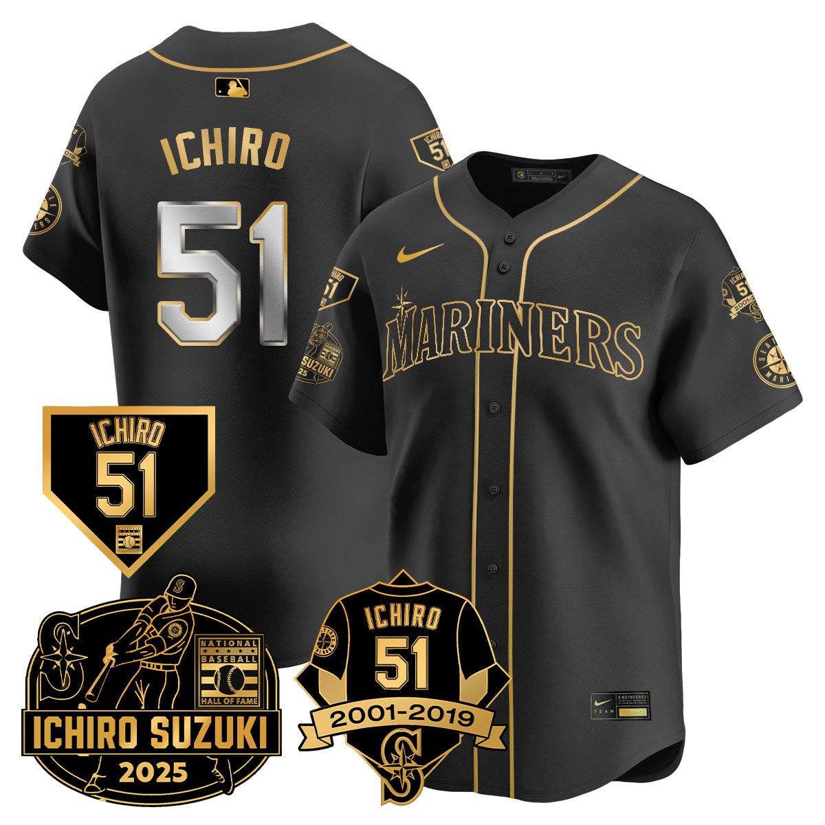 SEA Ichiro Number Retirement Jersey - Stitched