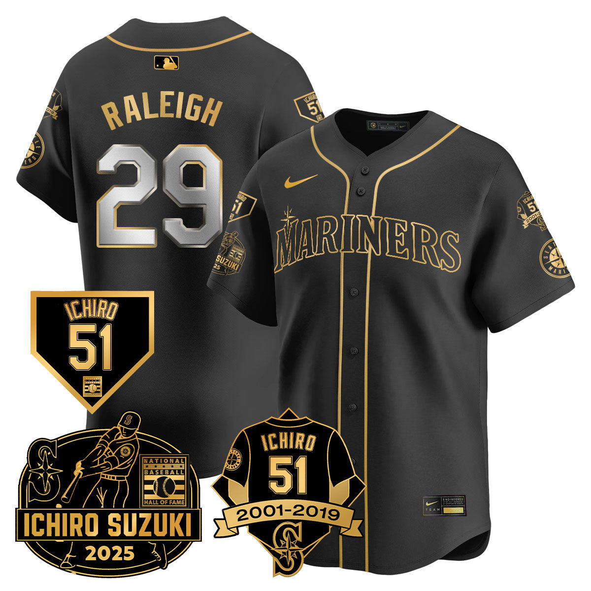 SEA Ichiro Number Retirement Jersey - Stitched
