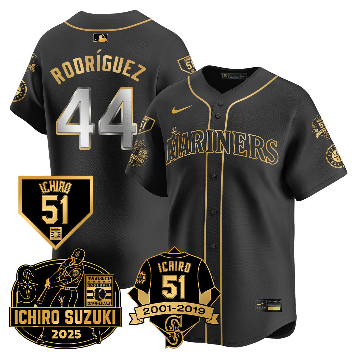 SEA Ichiro Number Retirement Jersey - Stitched