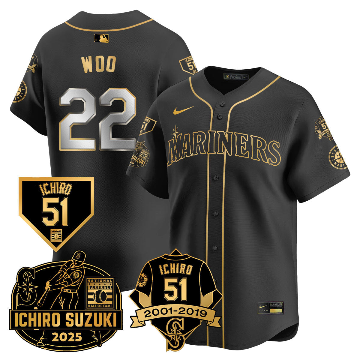 SEA Ichiro Number Retirement Jersey - Stitched