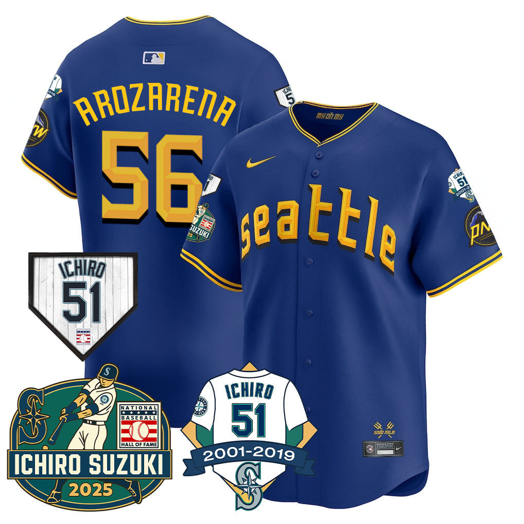 SEA Ichiro Number Retirement Jersey - Stitched