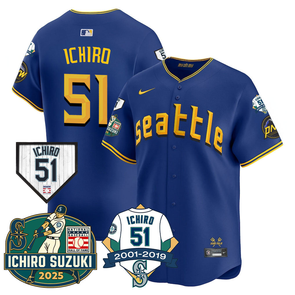 SEA Ichiro Number Retirement Jersey - Stitched