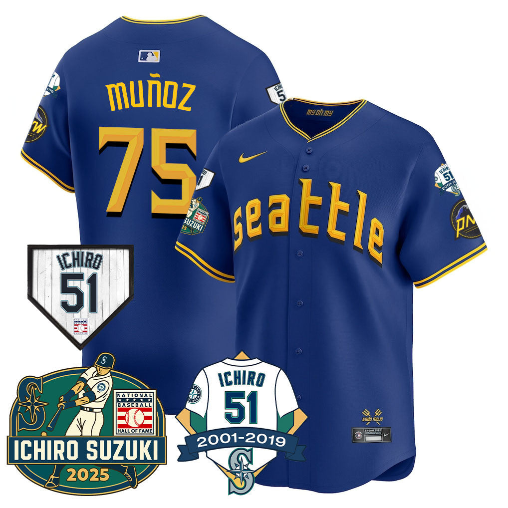 SEA Ichiro Number Retirement Jersey - Stitched