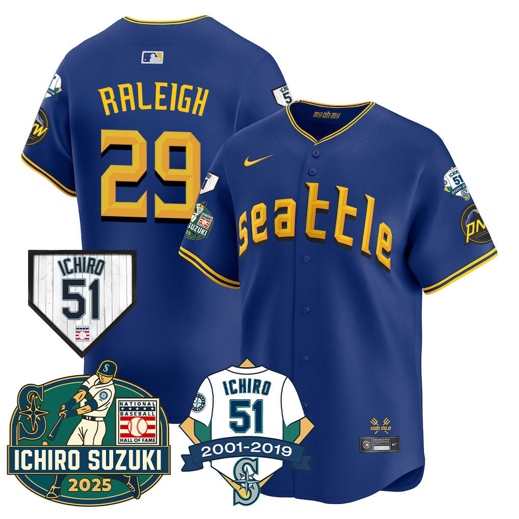 SEA Ichiro Number Retirement Jersey - Stitched