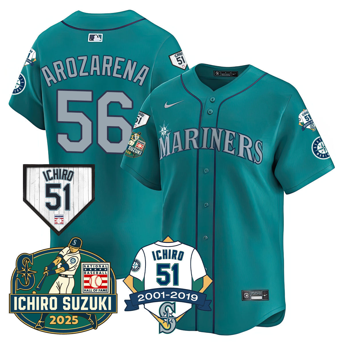 SEA Ichiro Number Retirement Jersey - Stitched
