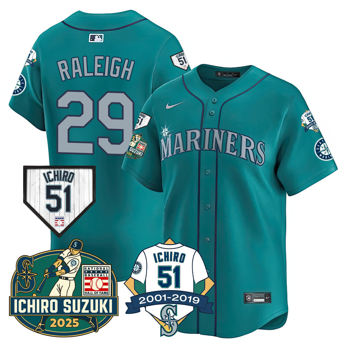 SEA Ichiro Number Retirement Jersey - Stitched