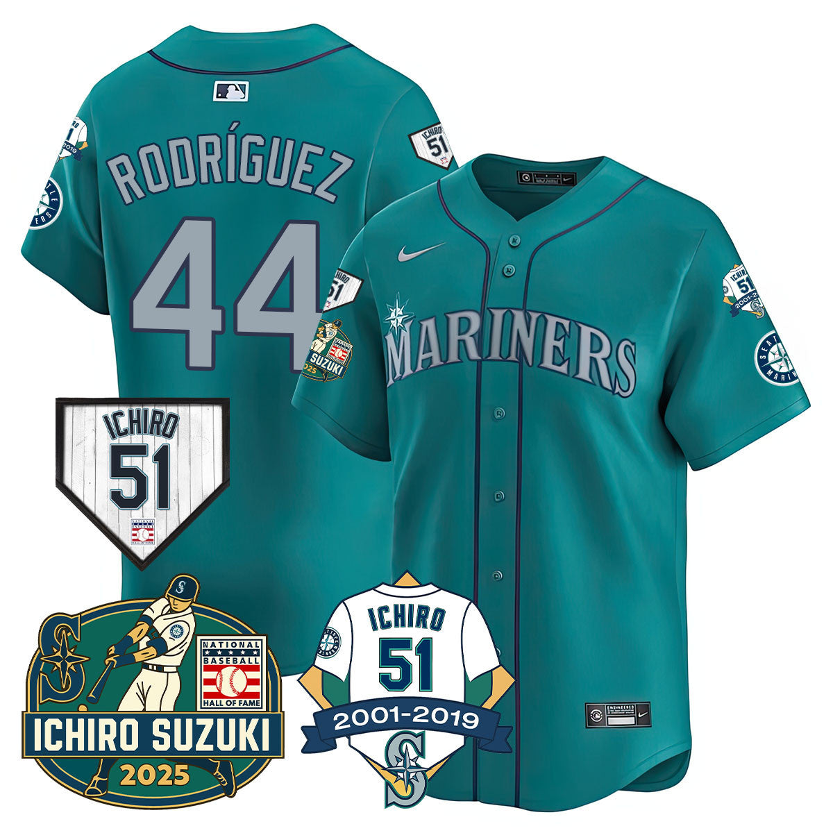 SEA Ichiro Number Retirement Jersey - Stitched
