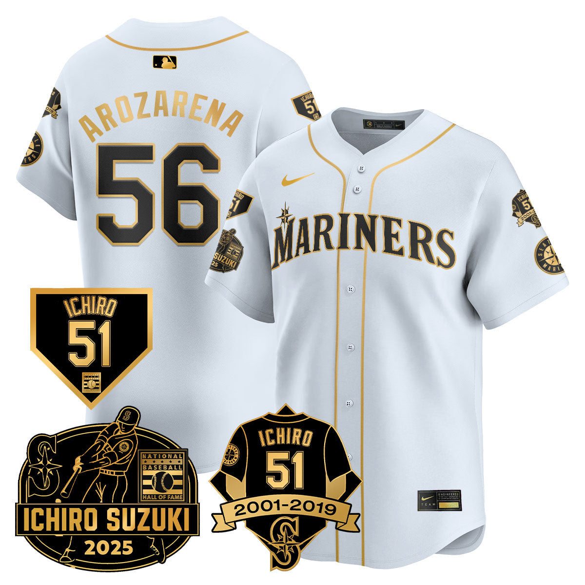 SEA Ichiro Number Retirement Jersey - Stitched