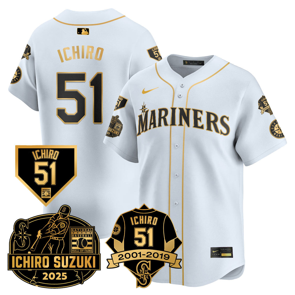 SEA Ichiro Number Retirement Jersey - Stitched