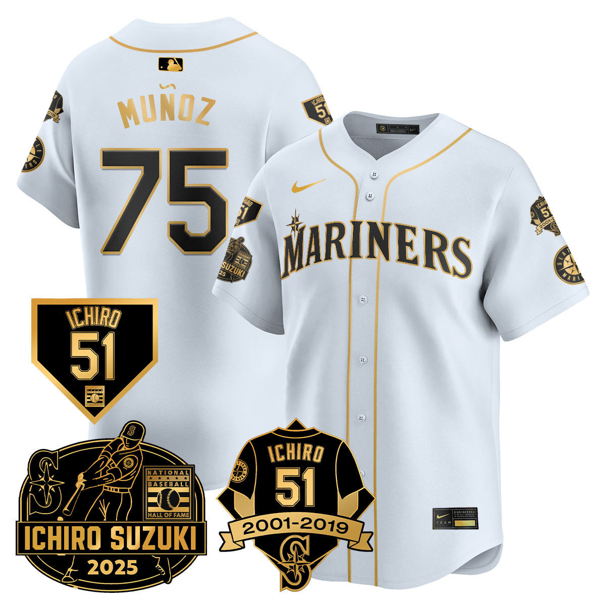 SEA Ichiro Number Retirement Jersey - Stitched